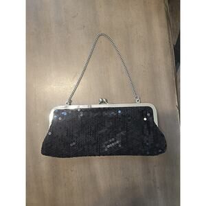 Ann Taylor Loft Small Evening Sequin Clutch Shoulder Bag Chain Strap 10”x4.5”